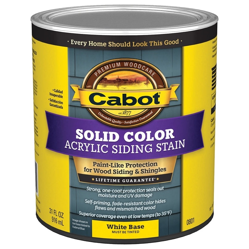 Cabot 140.0000801.005 Solid Stain, Natural Flat, Liquid, 1 qt, Can