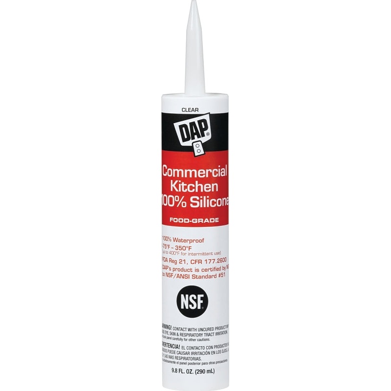 DAP 08658 Silicone Sealant, Clear, -75 to 350 deg F, 9.8 oz Cartridge