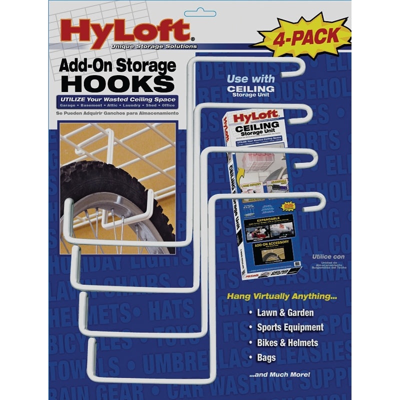 HyLoft 00212 Add-On Hook, 10.4 in H, Steel, White