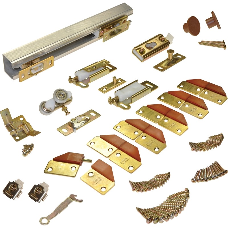 Johnson Hardware 100FD724 Panel Hardware Set, 72 in L Track, Top Mounting, For: 75 lb Bi-Fold Door