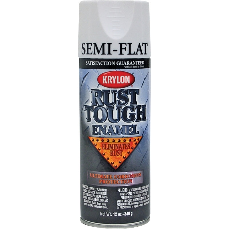 Krylon Rust Tough K09201007 Rust Preventative Spray Paint, Semi-Flat, White, 12 oz, Can