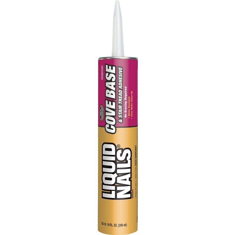 Liquid Nails CB-10 Cove Base and Stair Tread Adhesive, Tan, 10 oz Cartridge, Pack of 12
