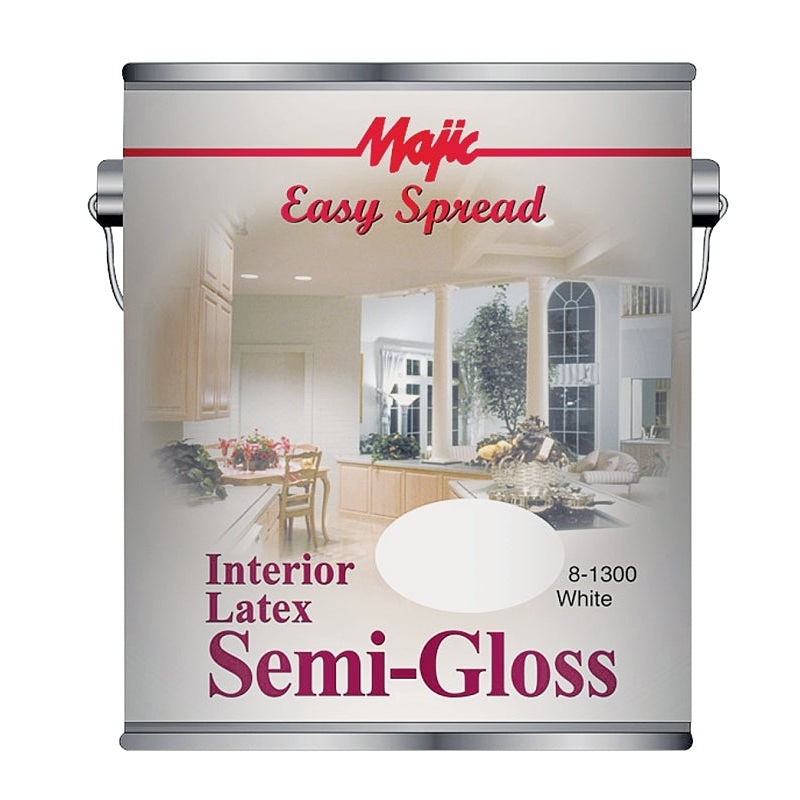 Majic Paints 8-1300-1 Interior Paint, Semi-Gloss Sheen, White, 1 gal, Can, 300 sq-ft Coverage Area, Pack of 4