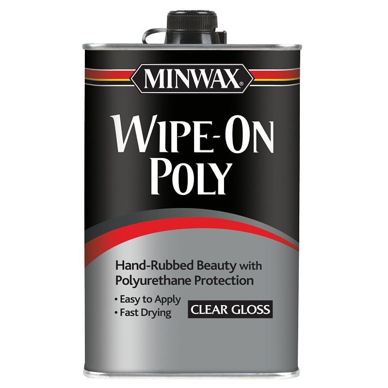 Minwax 40900000 Wipe-On Polyurethane, Oil Base, Clear, Gloss, Liquid, 1 pt Can