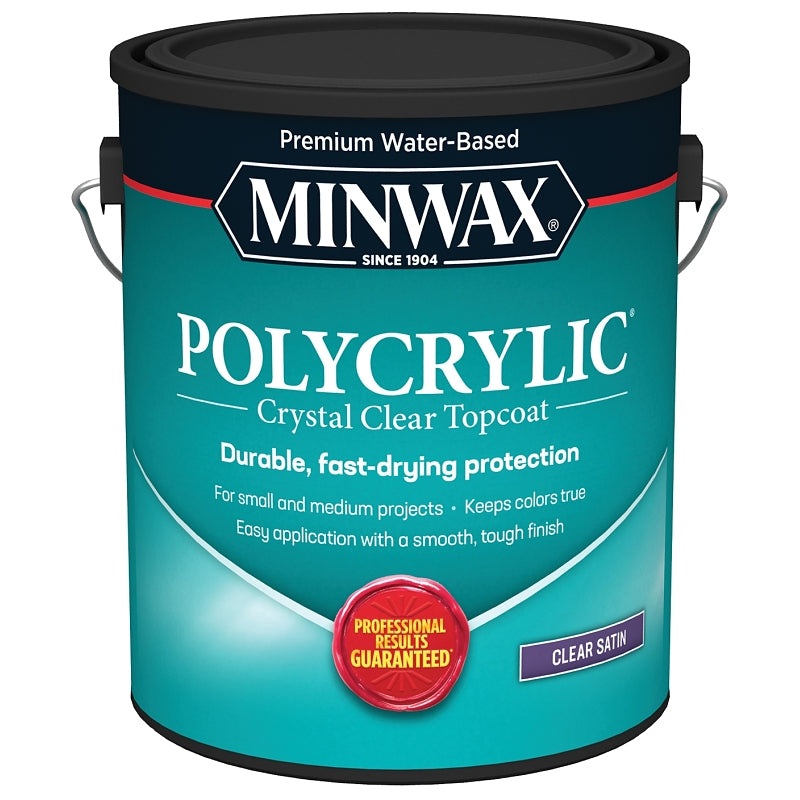 Minwax Polycrylic 13333000 Waterbased Polyurethane, Liquid, Crystal Clear, 1 gal, Can, Pack of 2