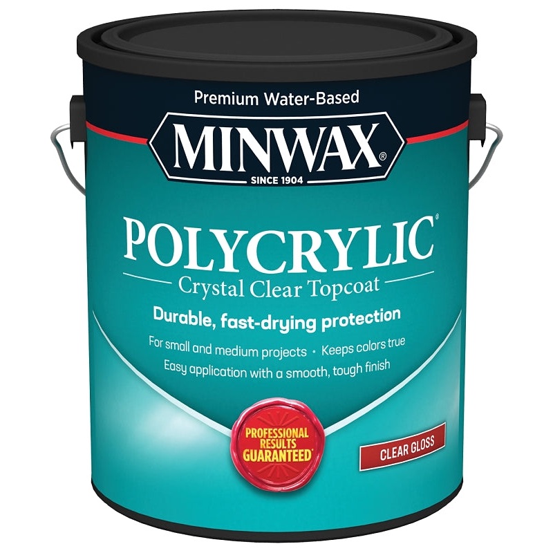 Minwax Polycrylic 15555000 Waterbased Polyurethane, Gloss, Liquid, Crystal Clear, 1 gal, Can, Pack of 2