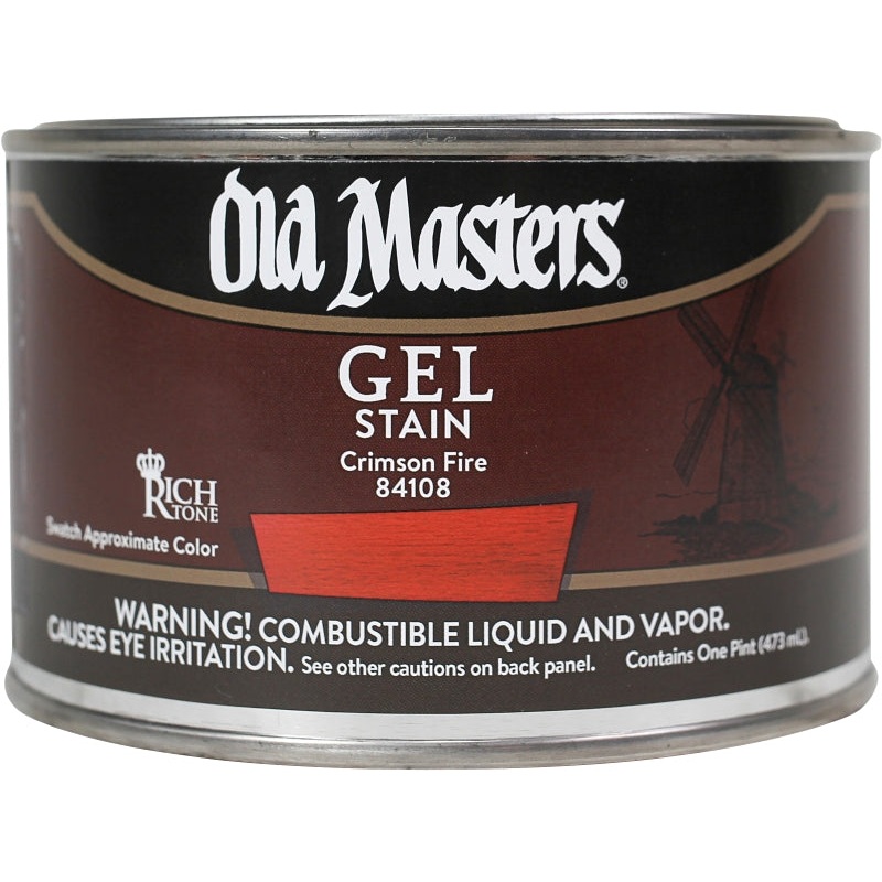 Old Masters 84108 Gel Stain, Crimson Fire, Liquid, 1 pt, Can