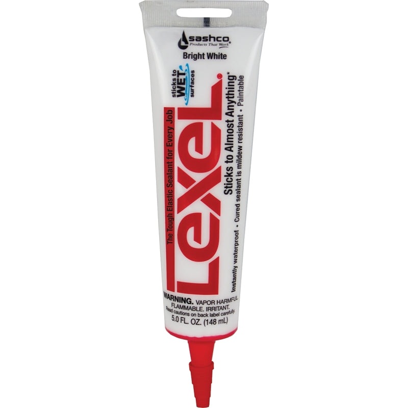 Sashco 13033 Elastic Sealant, White, 7 days Curing, 0 to 120 deg F, 5 oz, Squeeze Tube