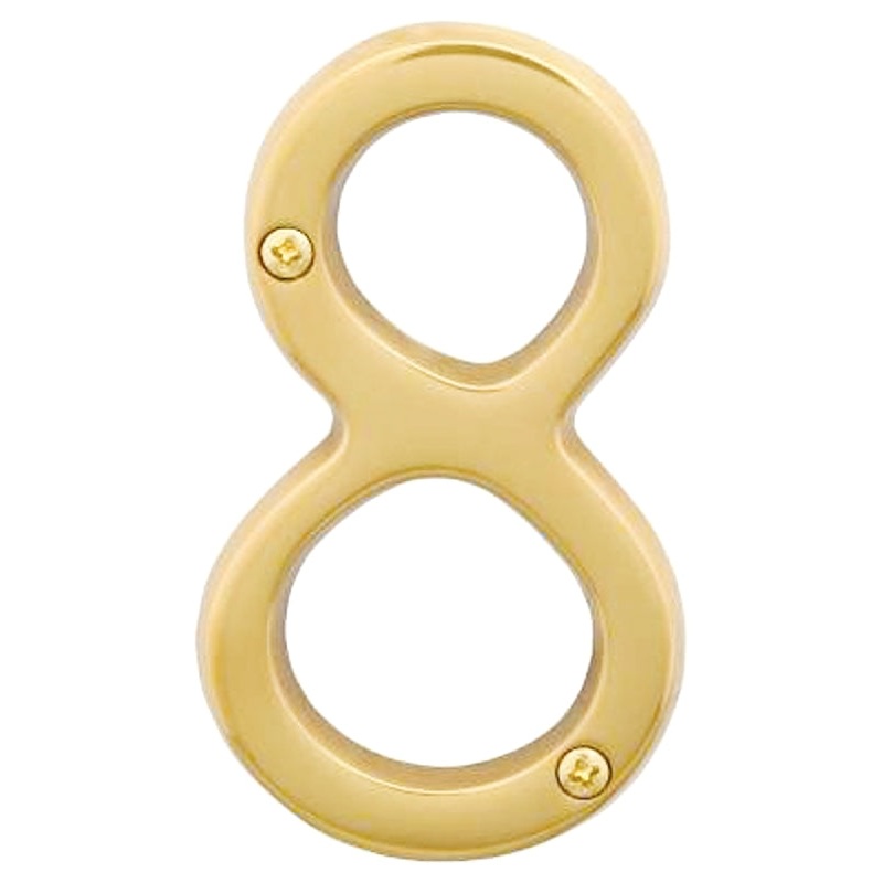 Schlage SC2-3086-605 #8 House Number, Character: 8, 4 in H Character, Brass Character, Solid Brass
