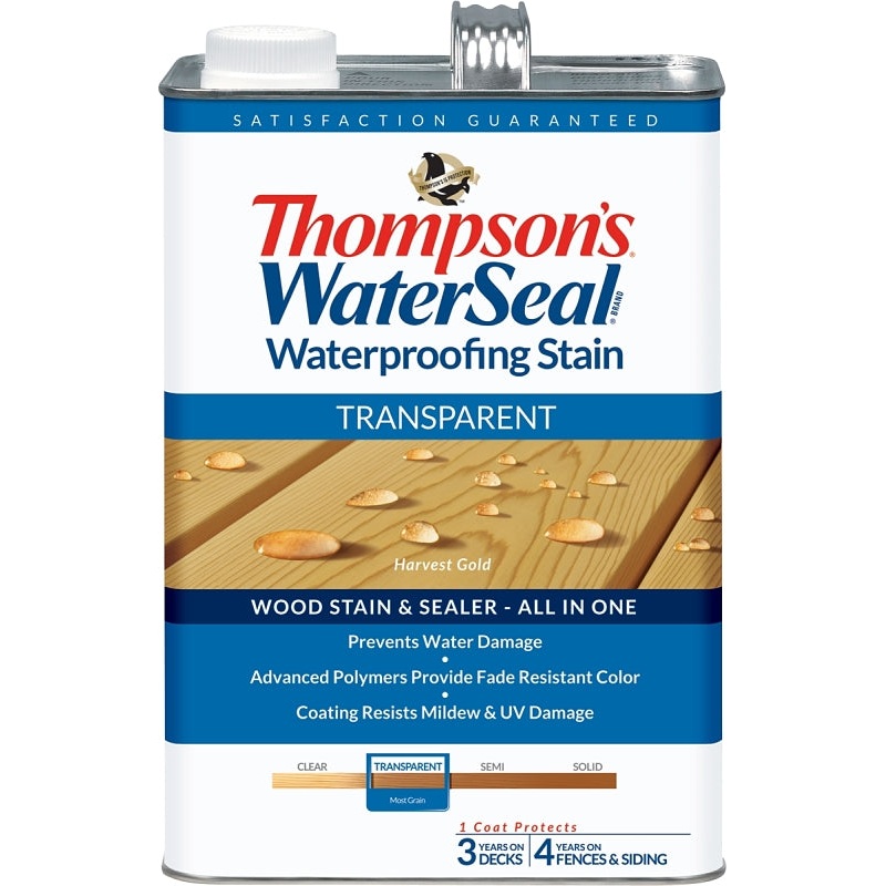 Thompson’s WaterSeal TH.091201-16 Wood Sealer, Transparent, Liquid, Harvest Gold, 1 gal, Pack of 4