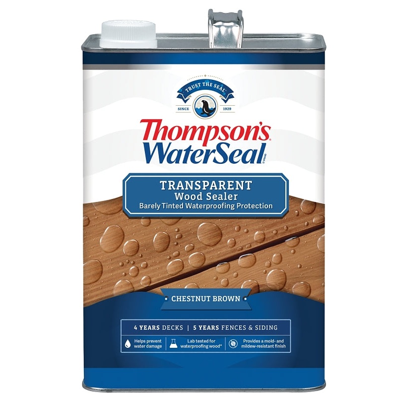 Thompson’s WaterSeal TH.091301-16 Wood Sealer, Transparent, Liquid, Chestnut Brown, 1 gal, Pack of 4