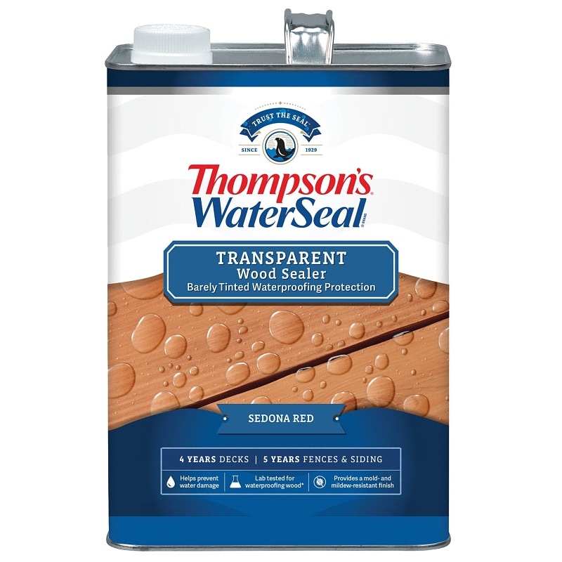 Thompson’s WaterSeal TH.091401-16 Wood Sealer, Transparent, Liquid, Sedona Red, 1 gal, Pack of 4