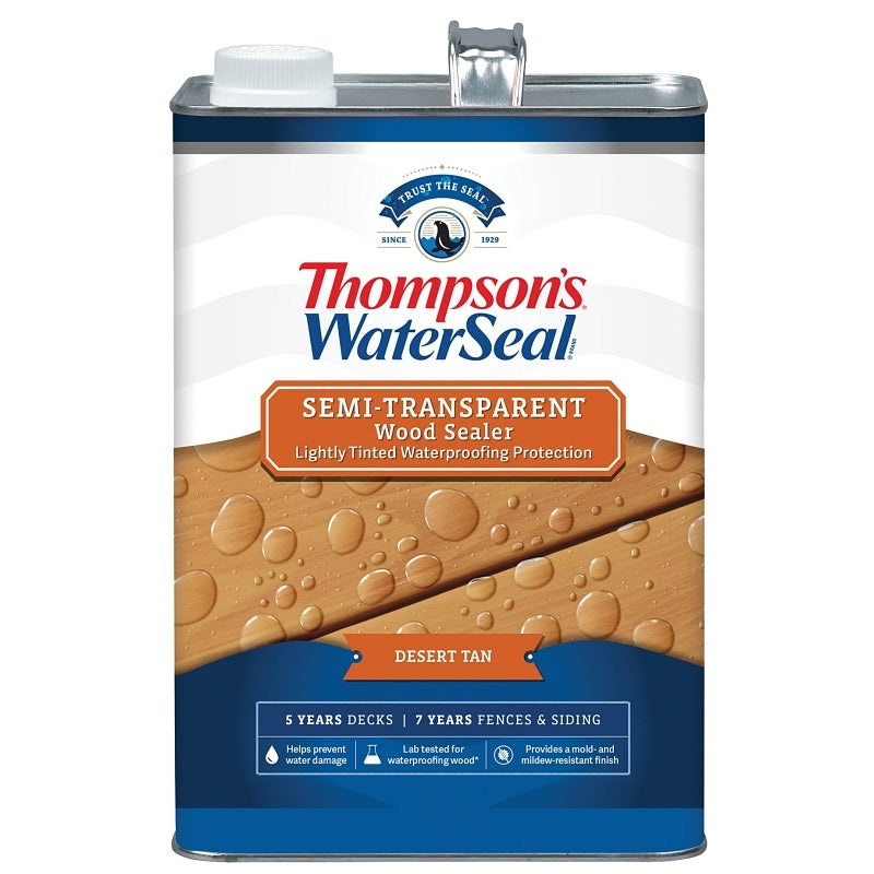 Thompson’s WaterSeal TH.092701-16 Waterproofing Stain, Semi-Transparent, Desert Tan, 1 gal, Pack of 4