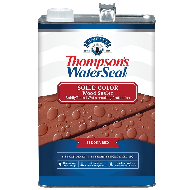 Thompson’s WaterSeal TH.093201-16 Wood Sealer, Solid, Liquid, Sedona Red, 1 gal, Pack of 4