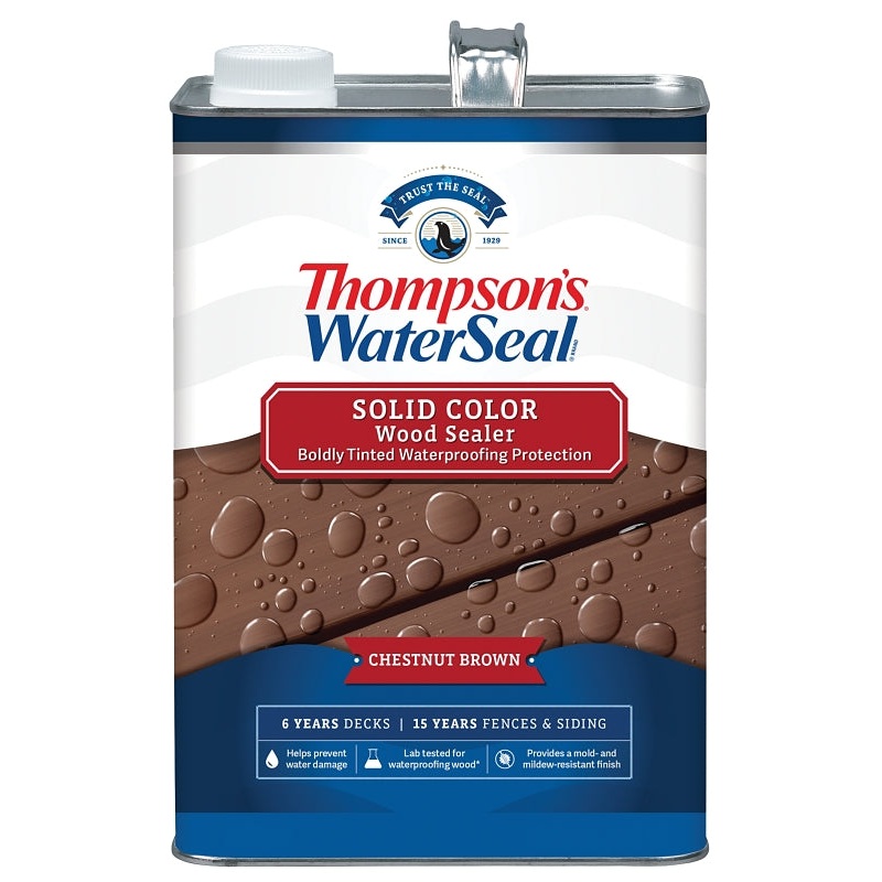 Thompson’s WaterSeal TH.093301-16 Wood Sealer, Solid, Liquid, Chestnut Brown, 1 gal, Pack of 4