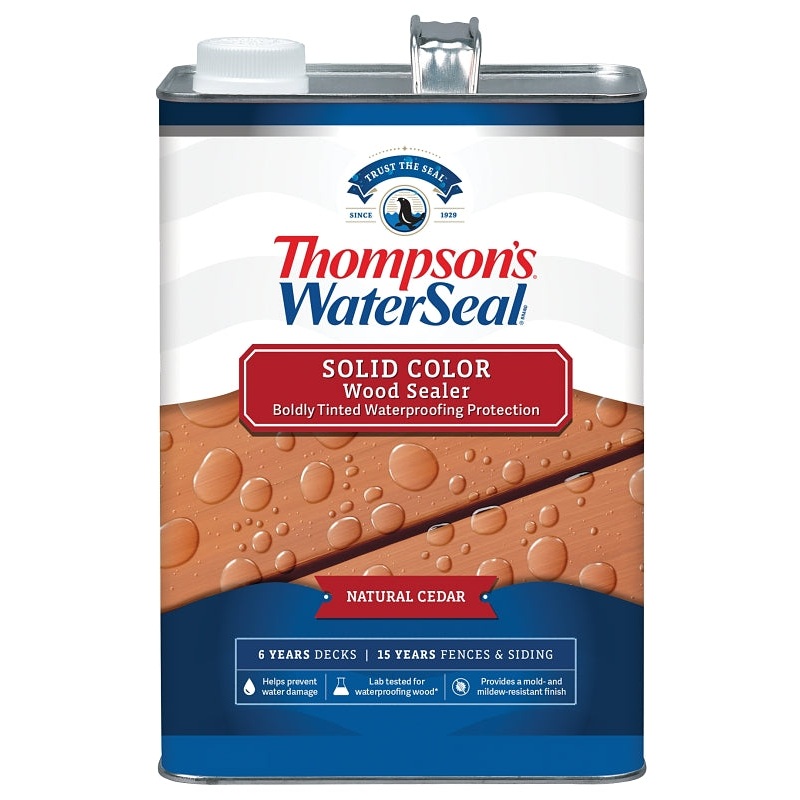 Thompson’s WaterSeal TH.093601-16 Wood Sealer, Solid, Liquid, Natural Cedar, 1 gal, Pack of 4