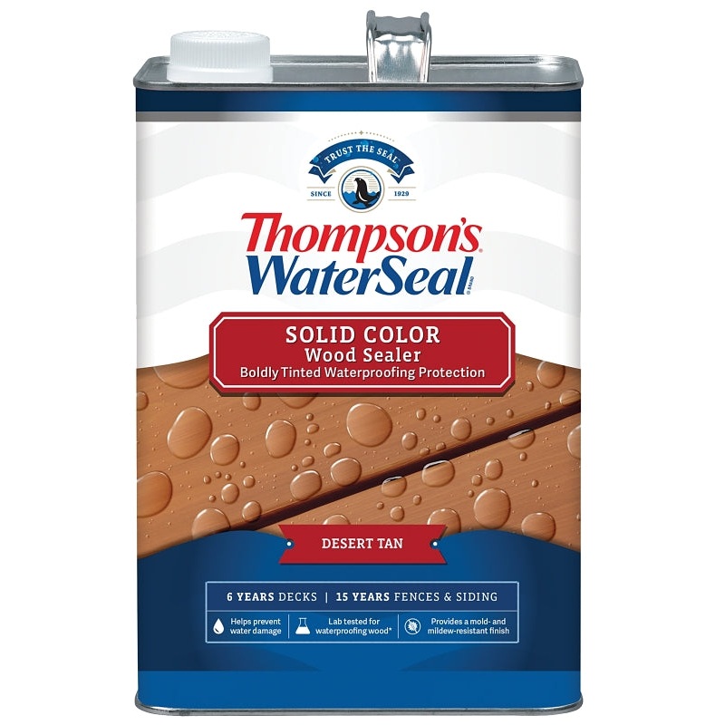 Thompson’s WaterSeal TH.093701-16 Wood Sealer, Solid, Desert Tan, 1 gal, Pack of 4