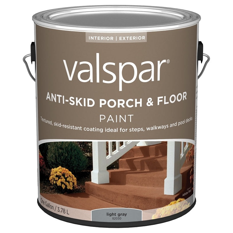 Valspar 024.0082030.007 Porch and Floor Paint, Light Gray, 1 gal, 100 sq-ft/gal Coverage Area, Pack of 4