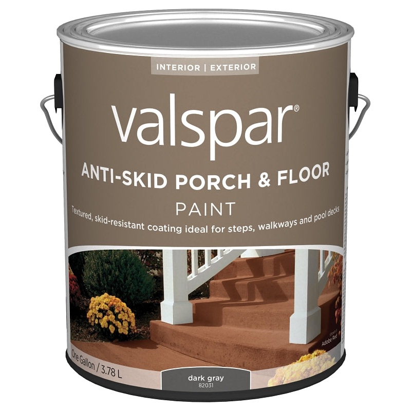 Valspar 024.0082031.007 Porch and Floor Paint, Dark Gray, 1 gal, 100 sq-ft/gal Coverage Area, Pack of 4