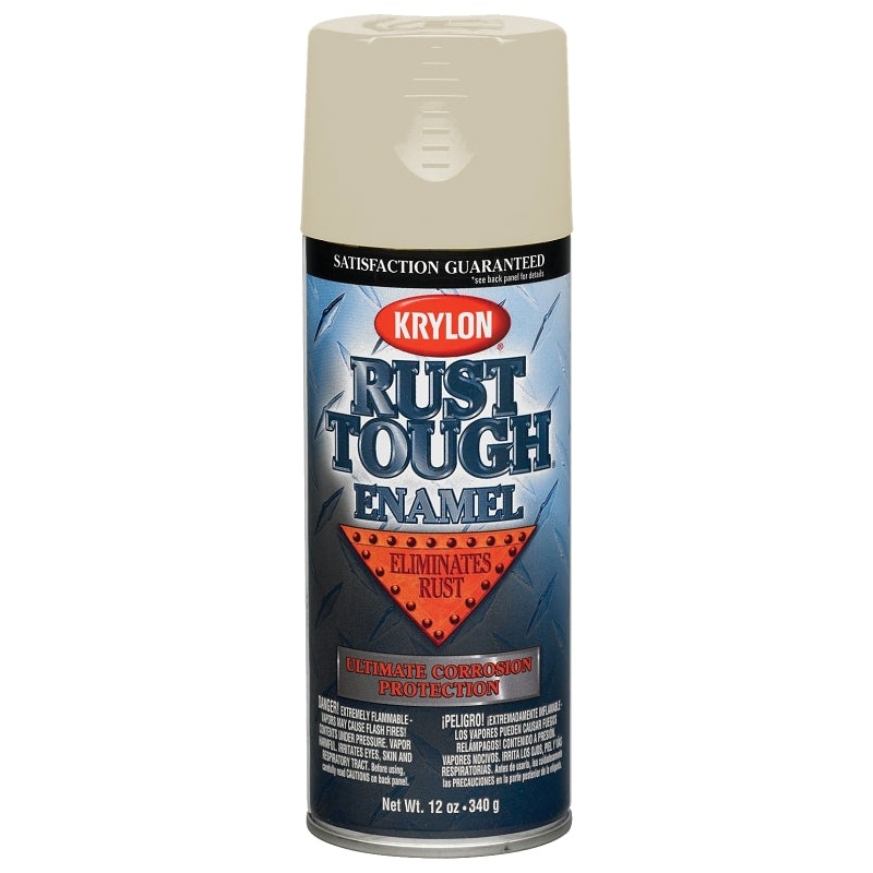 Krylon Rust Tough K09207007 Rust Preventative Spray Paint, Gloss, Almond, 12 oz, Can