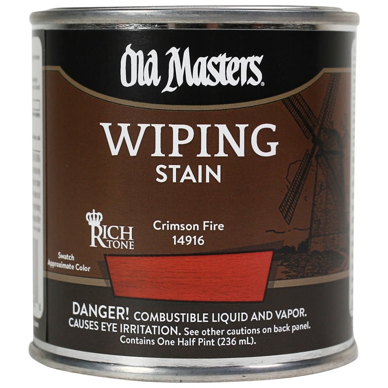 Old Masters 14916 Wiping Stain, Crimson Fire, Liquid, 0.5 pt, Can
