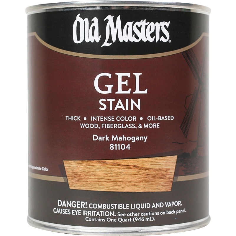 Old Masters 81104 Gel Stain, Dark Mahogany, Liquid, 1 qt, Can