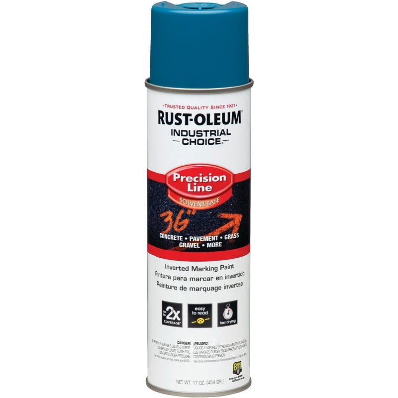 Rust-Oleum 203022 Inverted Marking Spray Paint, Semi-Gloss, APWA Caution Blue, 17 oz, Can