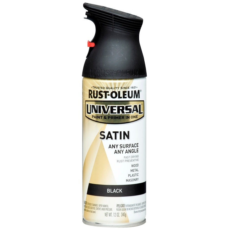Rust-Oleum 245197 Enamel Spray Paint, Satin, Black, 12 oz, Can