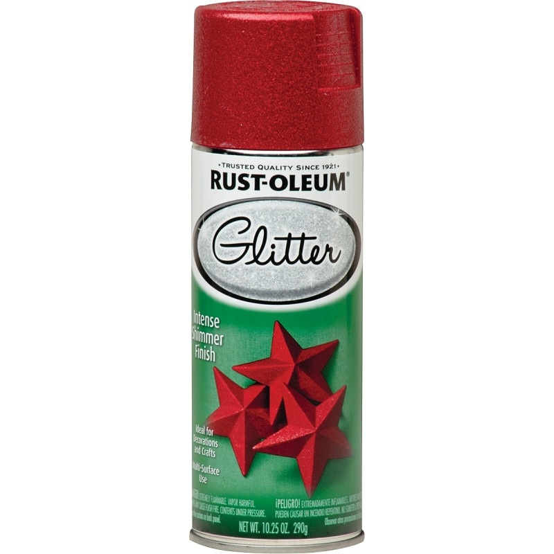 Rust-Oleum 268045 Glitter Spray Paint, Shimmer, Red, 10.25 oz, Can