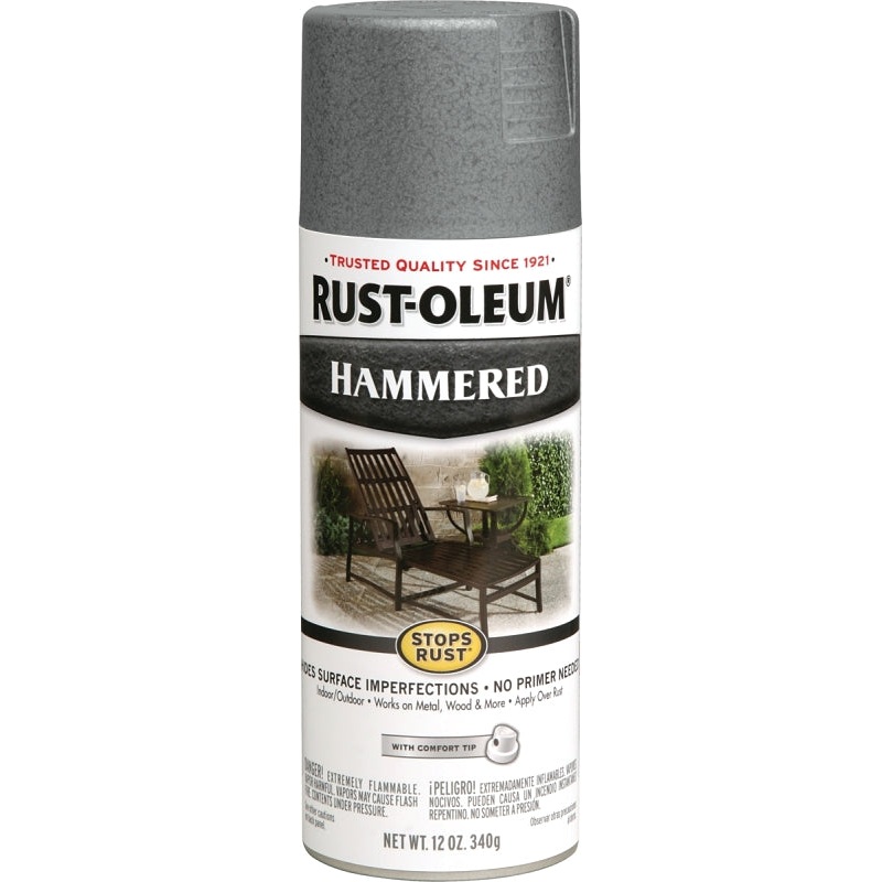 Rust-Oleum 7214830 Rust Preventative Spray Paint, Hammered, Gray, 12 oz, Can