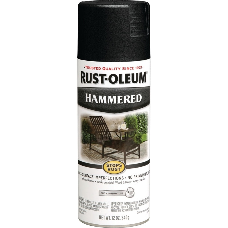 Rust-Oleum 7215830 Rust Preventative Spray Paint, Hammered, Black, 12 oz, Can