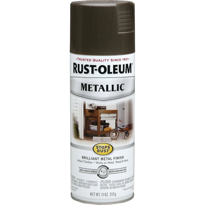 Rust-Oleum 7272830 Rust Preventative Spray Paint, 11 oz Can, 4 to 6 sq-ft Coverage Area, Metallic, Dark Bronze