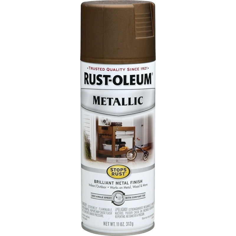 Rust-Oleum 7274830 Rust Preventative Spray Paint, Metallic, Antique Brass, 11 oz, Can