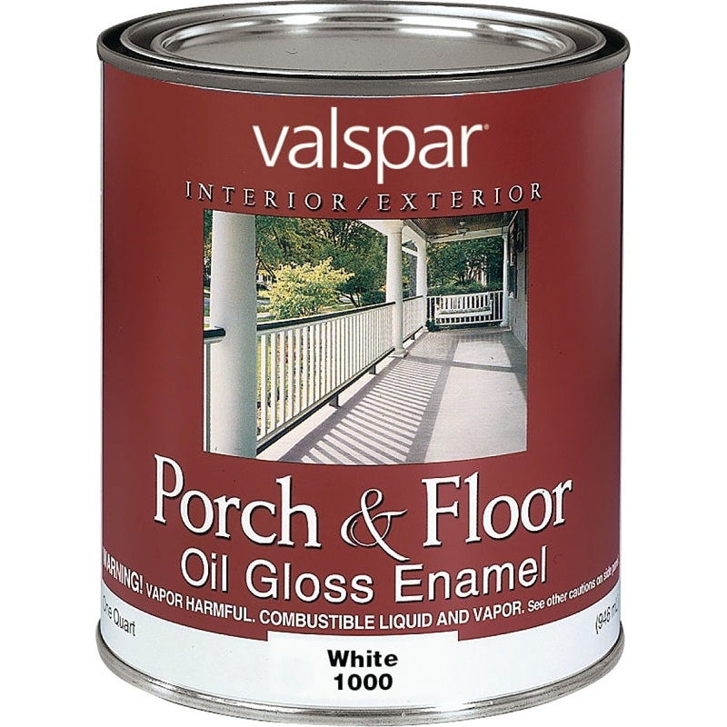 Valspar 027.0001000.005 Porch and Floor Enamel Paint, High-Gloss, White, 1 qt Can, Pack of 4