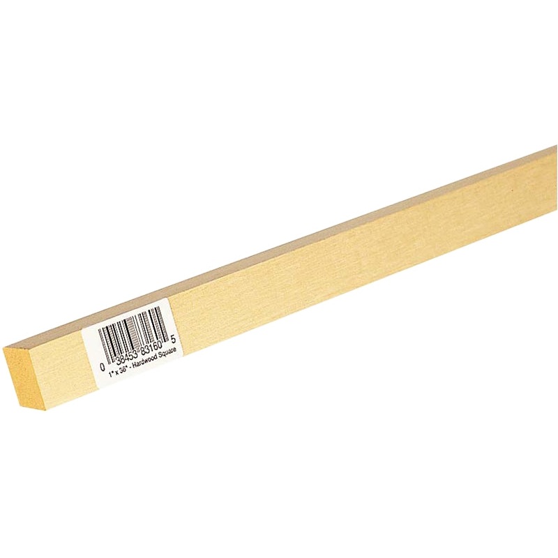 Waddell 8316UB Dowel Rod, Square, 1 in Dia, 36 in L, Hardwood, Pack of 4