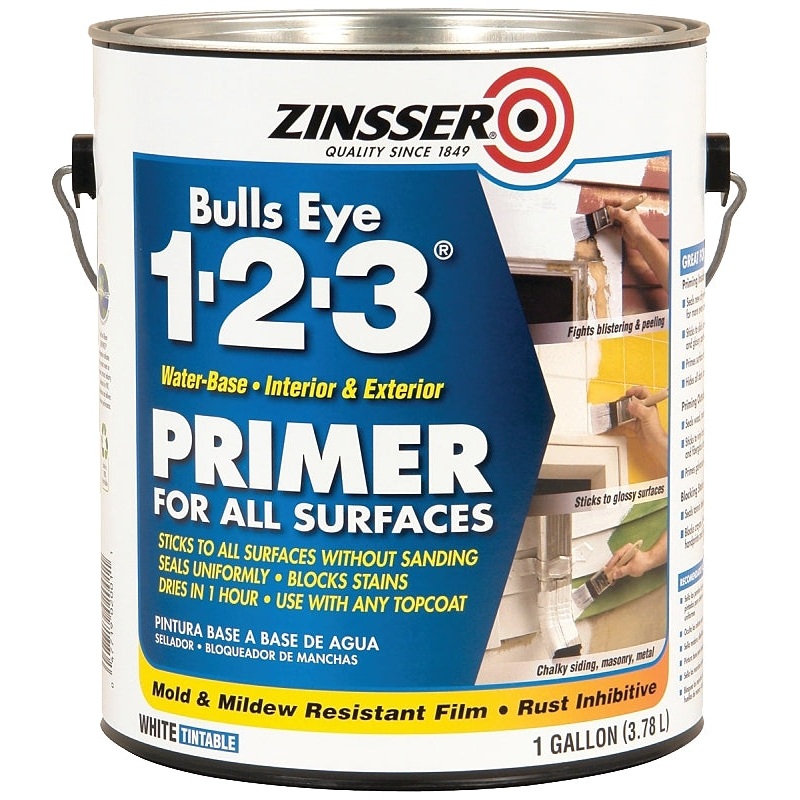 Zinsser 02001 Primer, 450 sq-ft/gal Coverage Area, White, 1 gal, Pack of 4