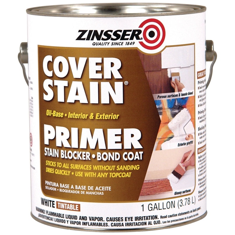 Zinsser 03501 Primer, Flat/Matte, White, 1 gal, Pack of 4
