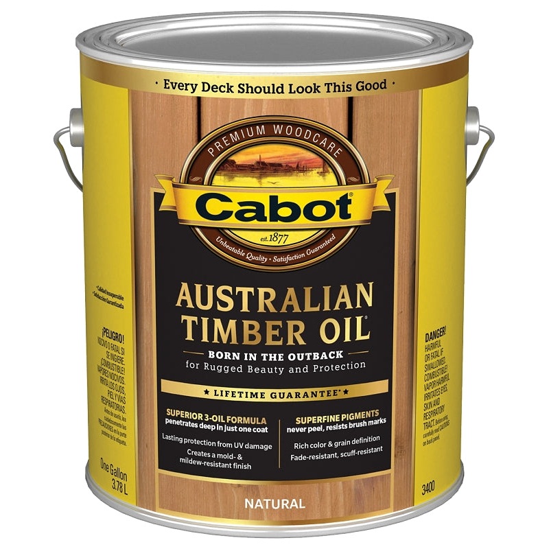 Cabot 140.0003400.007 Australian Timber Oil, Natural, Liquid, 1 gal, Can, Pack of 4