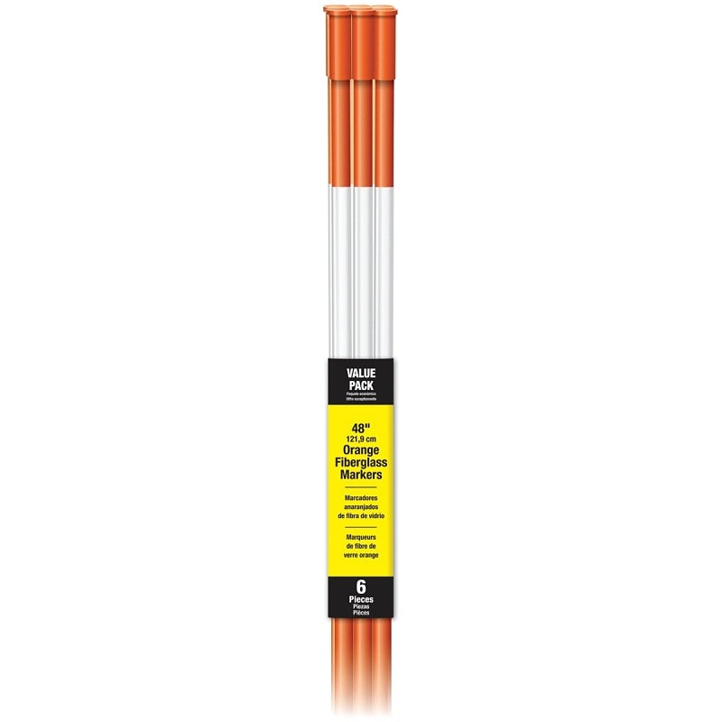 Hy-Ko DM800VP6 Driveway Marker, Fiberglass Post, Orange Post