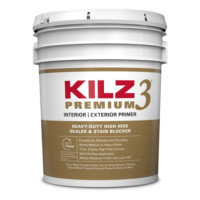 Kilz 13000 Sealer and Primer, 400 sq-ft Coverage Area, White, 5 gal, Pail