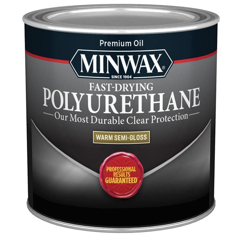 Minwax 230054444 Polyurethane, Oil Base, Clear, Semi-Gloss, Liquid, 0.5 pt Can