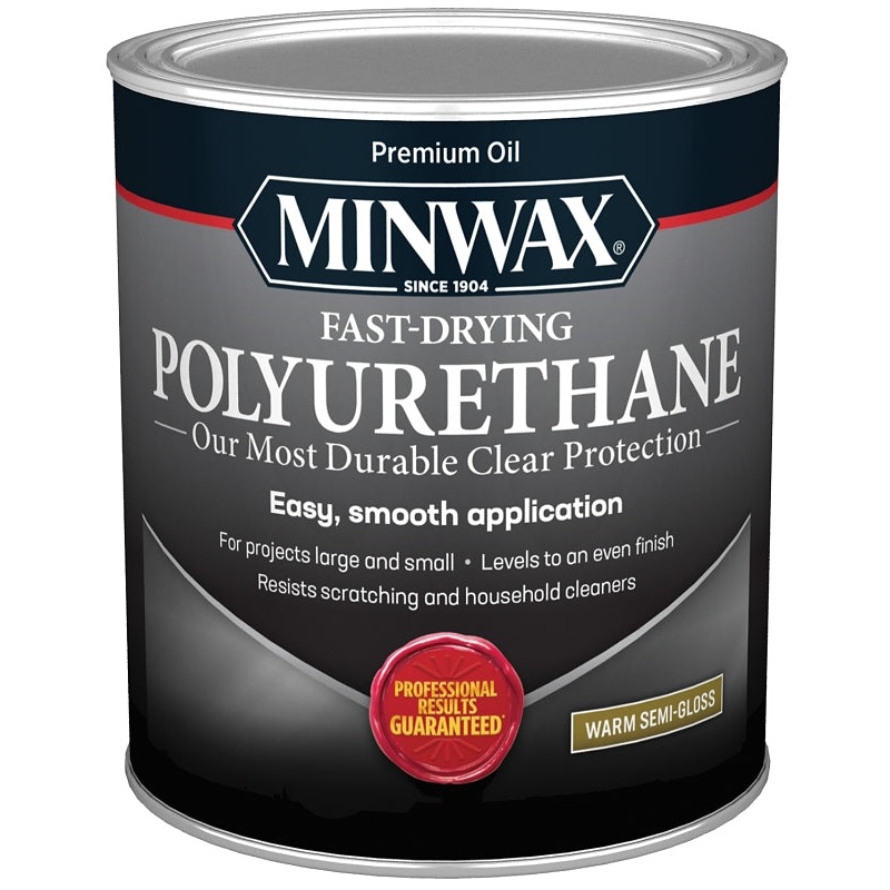 Minwax 63005444 Polyurethane, Oil Base, Clear, Semi-Gloss, Liquid, 1 qt Can