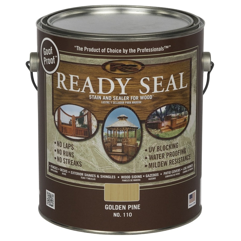 Ready Seal 110 Stain and Sealer, Golden Pine, 1 gal, Can, Pack of 4
