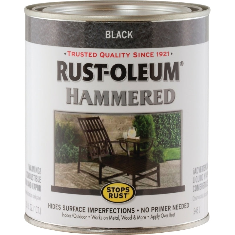 Rust-Oleum 7215502 Enamel Paint, Hammered, Black, 1 qt, Can, 75 to 150 sq-ft/qt Coverage Area