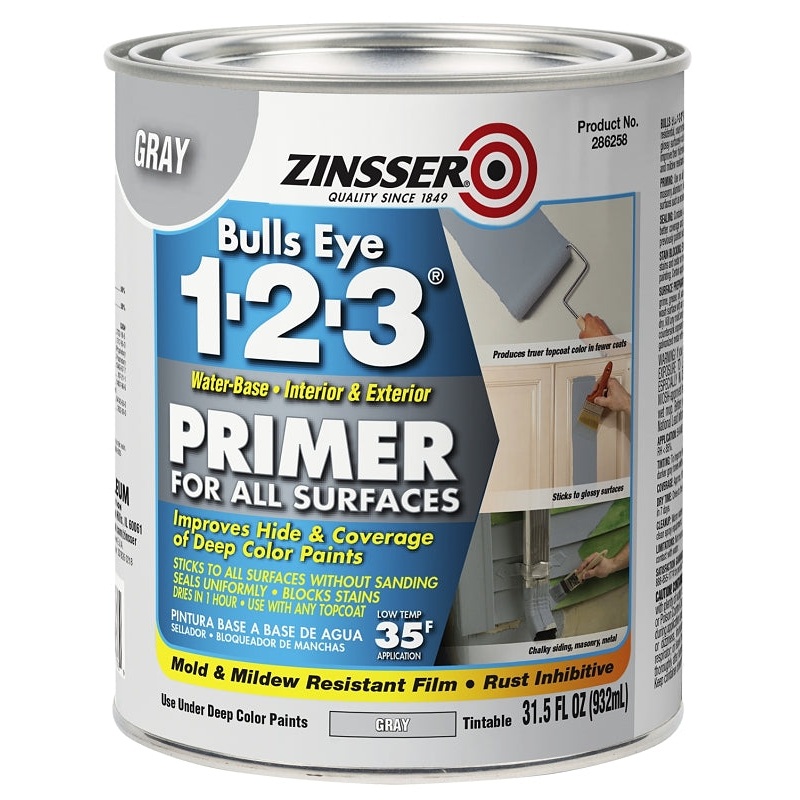 Zinsser 286258 Primer, Gray, 1 qt, Pack of 4