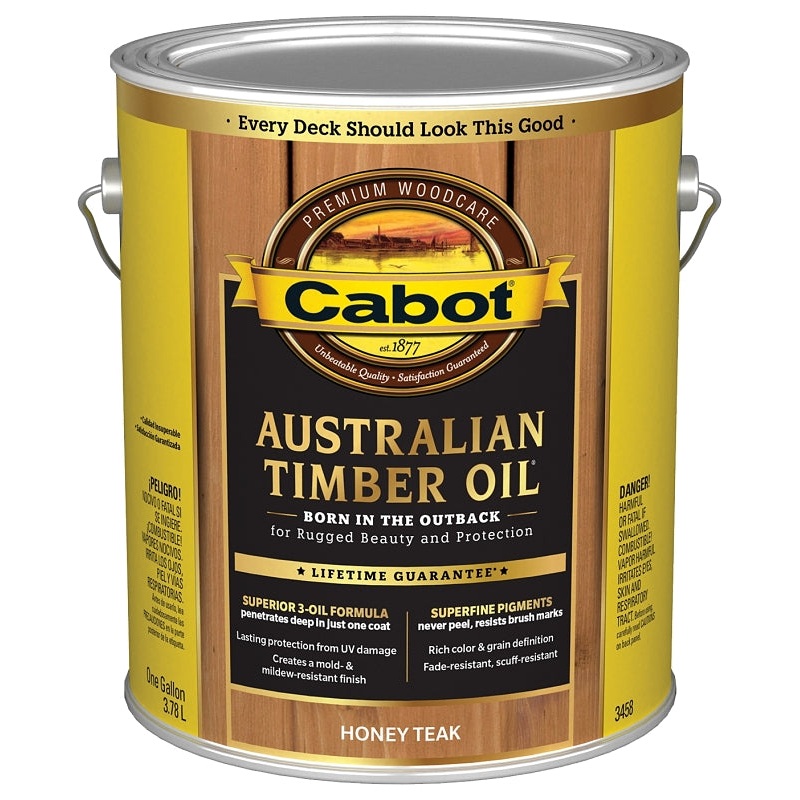 Cabot 140.0003458.007 Australian Timber Oil, Honey Teak, Liquid, 1 gal, Pack of 4