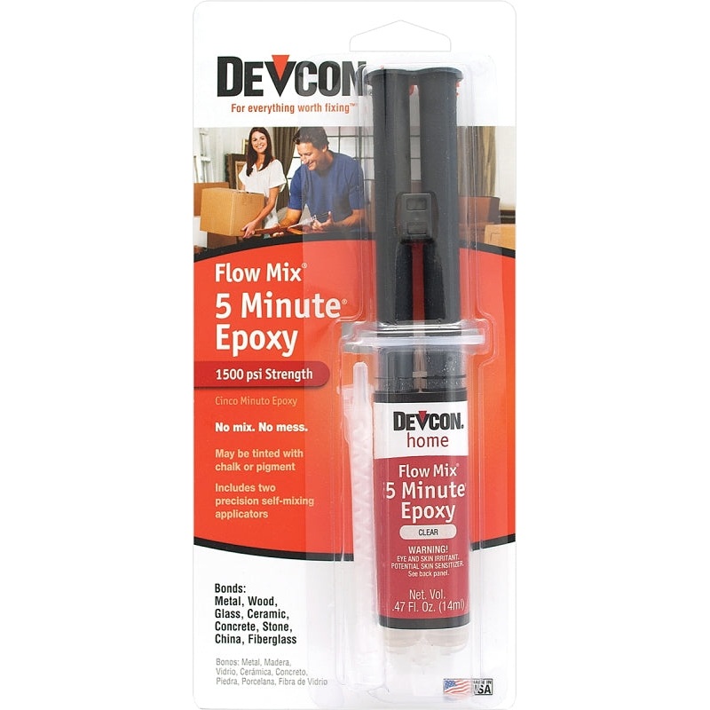 Devcon 20445 Epoxy Adhesive, Amber, Liquid, 0.47 oz Syringe, Pack of 6