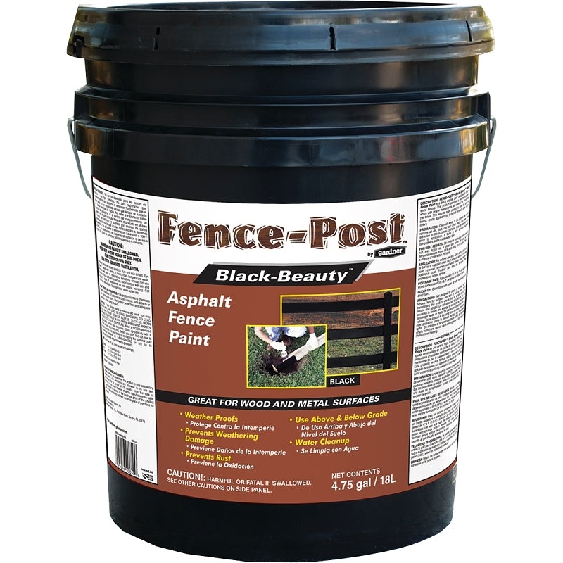 Gardner 9005-GA Fence Paint, Black, 4.75 gal, Pail, 75 to 80 sq-ft/gal Coverage Area