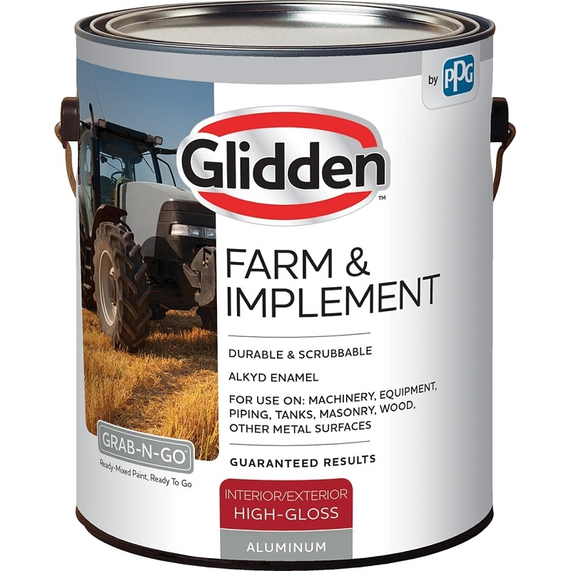 Glidden GLFIIE50AL-01 Exterior Paint, High-Gloss, Aluminum, 1 gal, Pack of 4