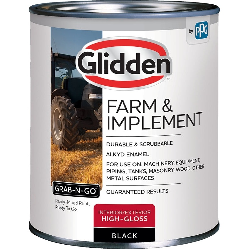 Glidden GLFIIE50BL-04 Exterior Paint, High-Gloss, Black, 1 qt, Pack of 4